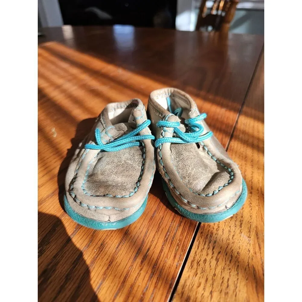 TWISTED X‎ CHUKKA DRIVING MOCS SIZE Baby Size 2 BROWN Teal ICA0008